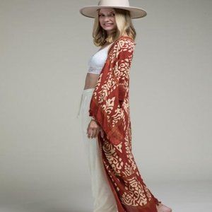 Ruggine Damask Print Kimono